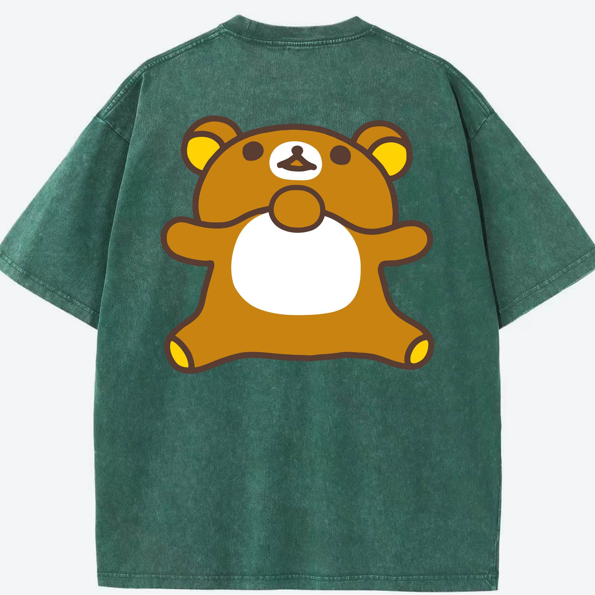 （画像用） リラックマ リラックマ キイロイトリ Rilakkuma Korilakkuma Kiiroitori 綿100% ヴィンテージ風 半袖Tシャツ（背面プリント）